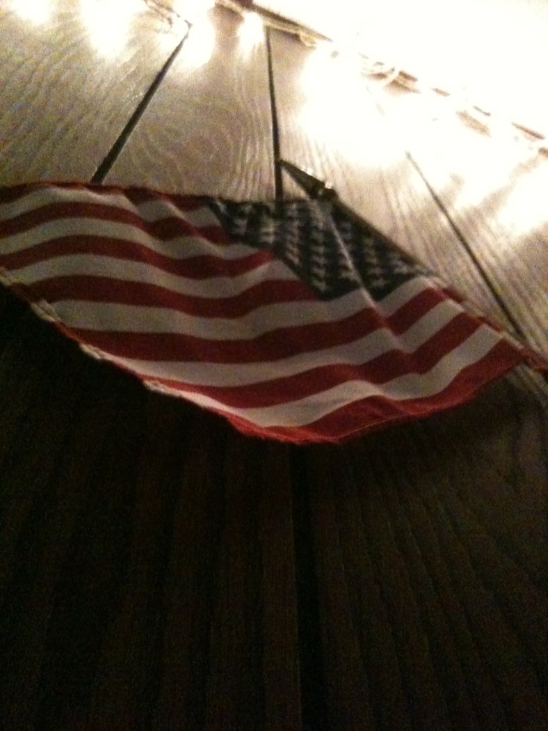 flag, lights, and panel